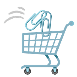 linked paperclips and shopping cart
