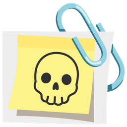 linked paperclips and skull