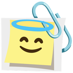 Linked paperclips and Smiling face with halo