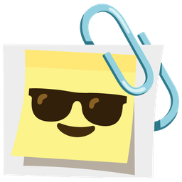 linked paperclips and smiling face with sunglasses