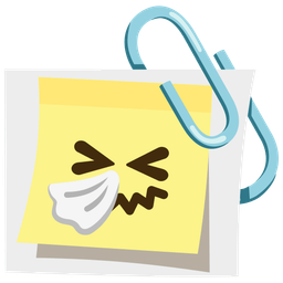 linked paperclips and sneezing face