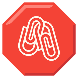 linked paperclips and stop sign