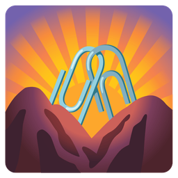 linked paperclips and sunrise over mountains