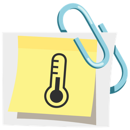 linked paperclips and thermometer
