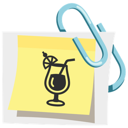 linked paperclips and tropical drink