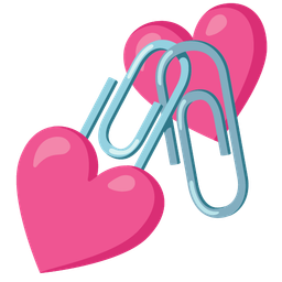linked paperclips and two hearts