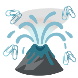 linked paperclips and volcano