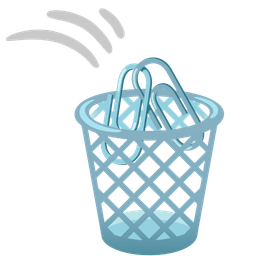 linked paperclips and wastebasket