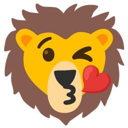 Lion and Face blowing a kiss