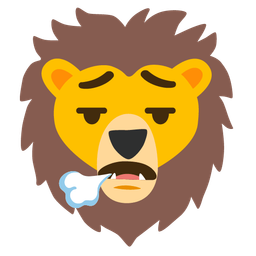 Lion and Face exhaling