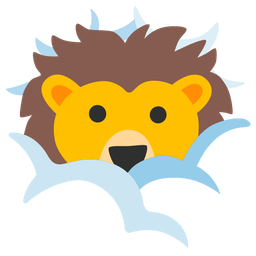 Lion and Face in clouds