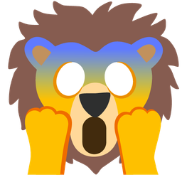 Lion and Face screaming in fear
