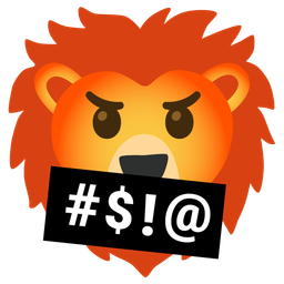 Lion and Face with symbols on mouth