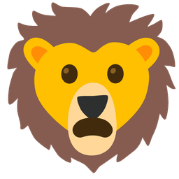 Lion and Frowning face with open mouth