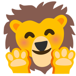 Lion and Smiling face with open hands