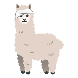 Llama and Face with head-bandage