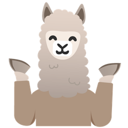Llama and Person shrugging