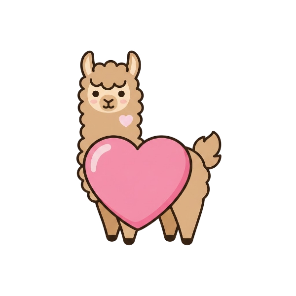 Llama and Pink heart