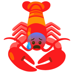 Lobster and Anxious face with sweat
