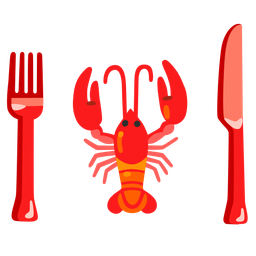 Lobster and Fork and knife with plate