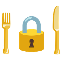 locked and fork and knife with plate