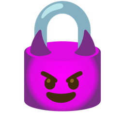 locked and smiling face with horns