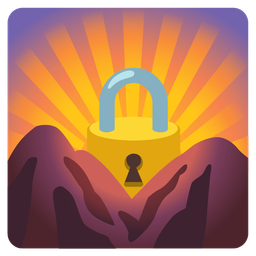locked and sunrise over mountains