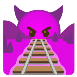 locomotive and angry face with horns