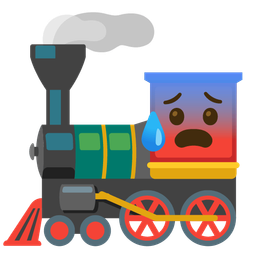 locomotive and anxious face with sweat