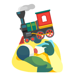 locomotive and baby bottle