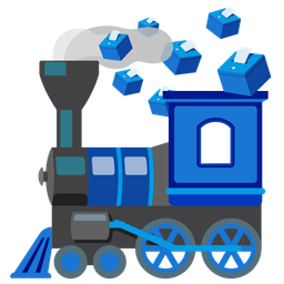 locomotive and ballot box with ballot