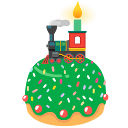 locomotive and birthday cake