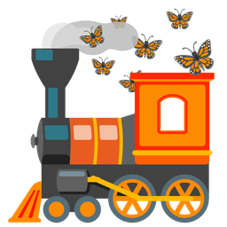 locomotive and butterfly