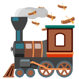 locomotive and canoe