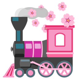 locomotive and cherry blossom