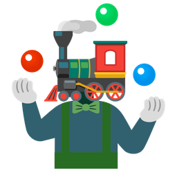 locomotive and clown face