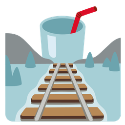 locomotive and cup with straw