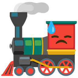 locomotive and downcast face with sweat