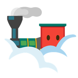 locomotive and face in clouds