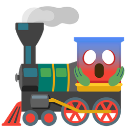 locomotive and face screaming in fear