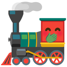 locomotive and face with hand over mouth