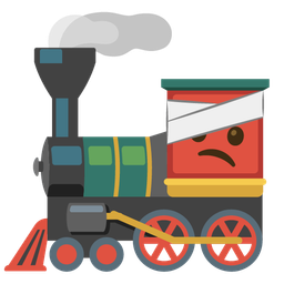locomotive and face with head-bandage