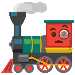locomotive and face with monocle
