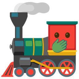 locomotive and face with open eyes and hand over mouth