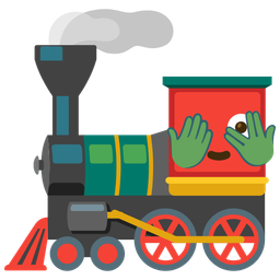 locomotive and face with peeking eye