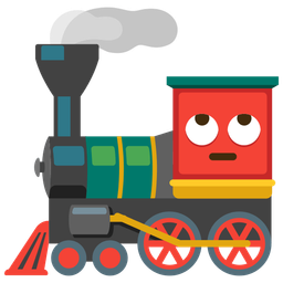 locomotive and face with rolling eyes