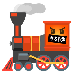 locomotive and face with symbols on mouth