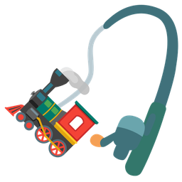 locomotive and fishing pole