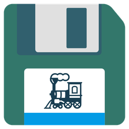 locomotive and floppy disk
