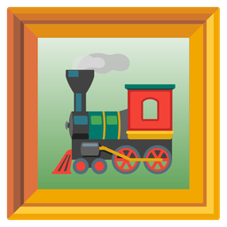 locomotive and framed picture